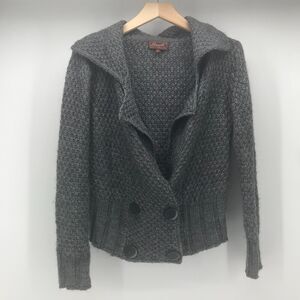 Berretti Italy Cardigan Sweater Womens Small Charcoal Gray Double Breast Button